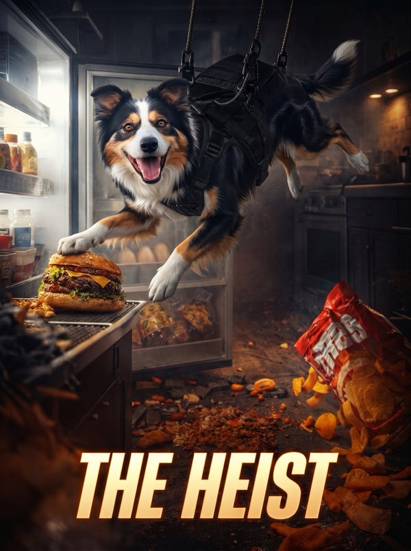 The same dog starring in The Heist movie poster
