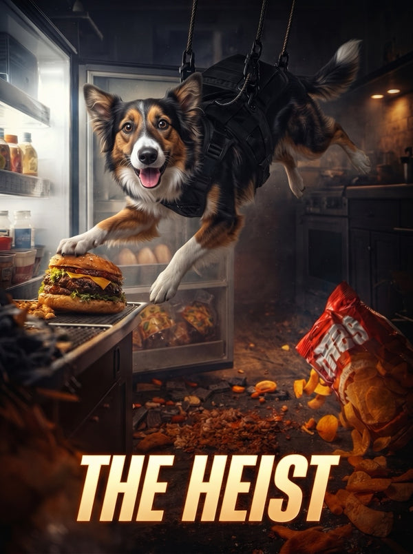 The same dog starring in The Heist movie poster